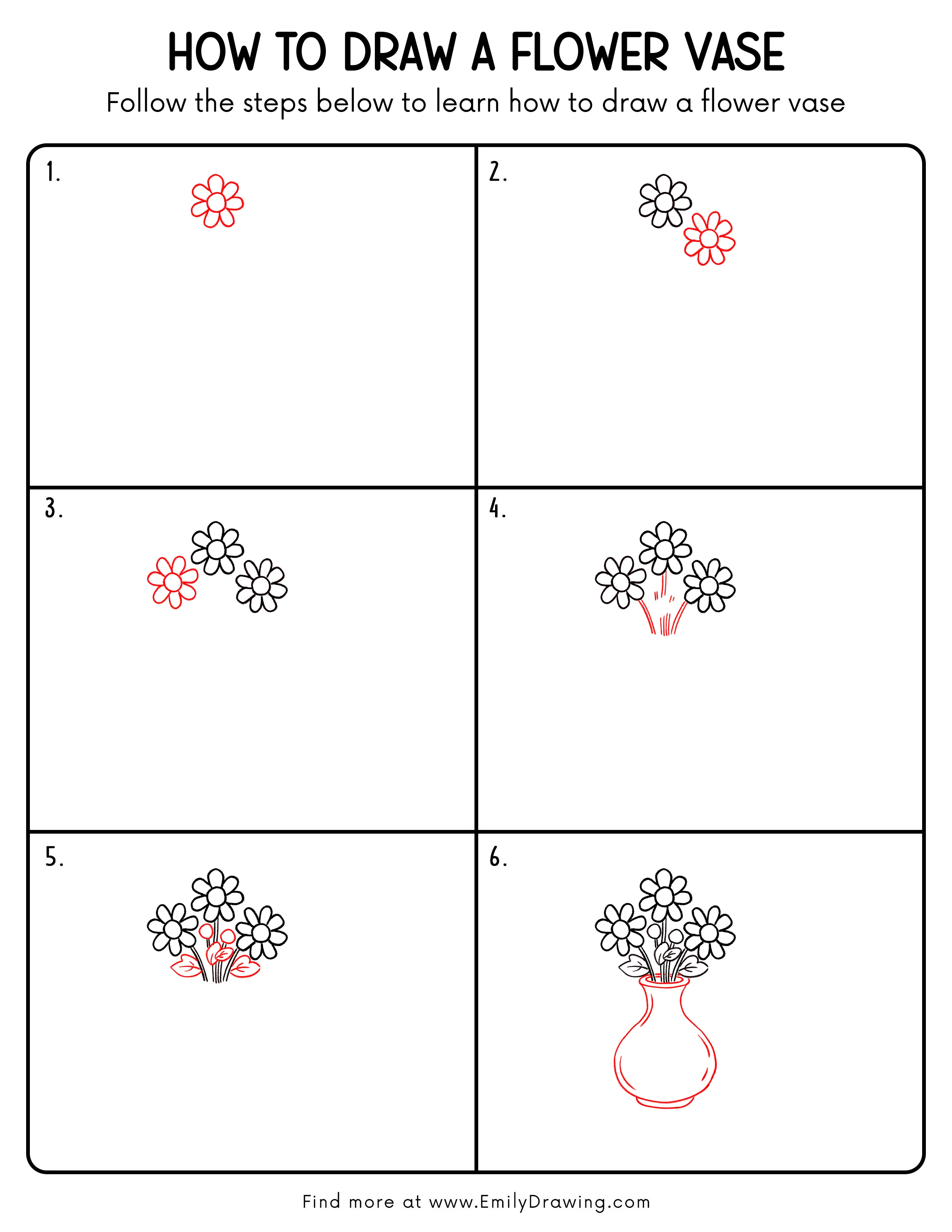 Printable Flower Vase Drawing Guide